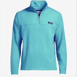 Lands' End Men's Teal Fleece Quarter Zip Pullover Sweatshirt Jacket